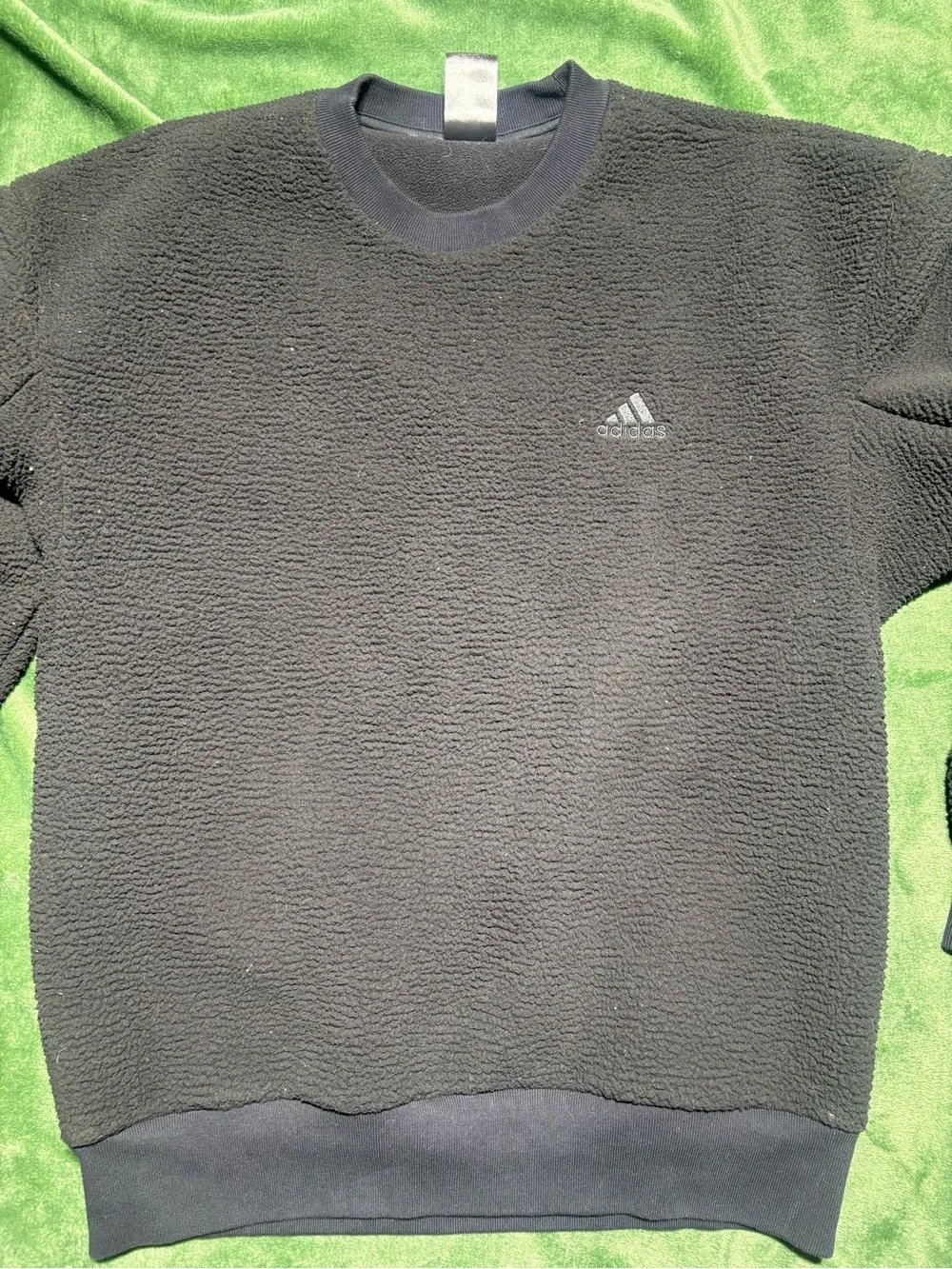 adidas Black Crewneck Textured Fleece Pullover